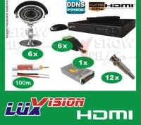 Kit Segurança Dvr Stand Alone 8 Canais Luxvision C/6 Cameras